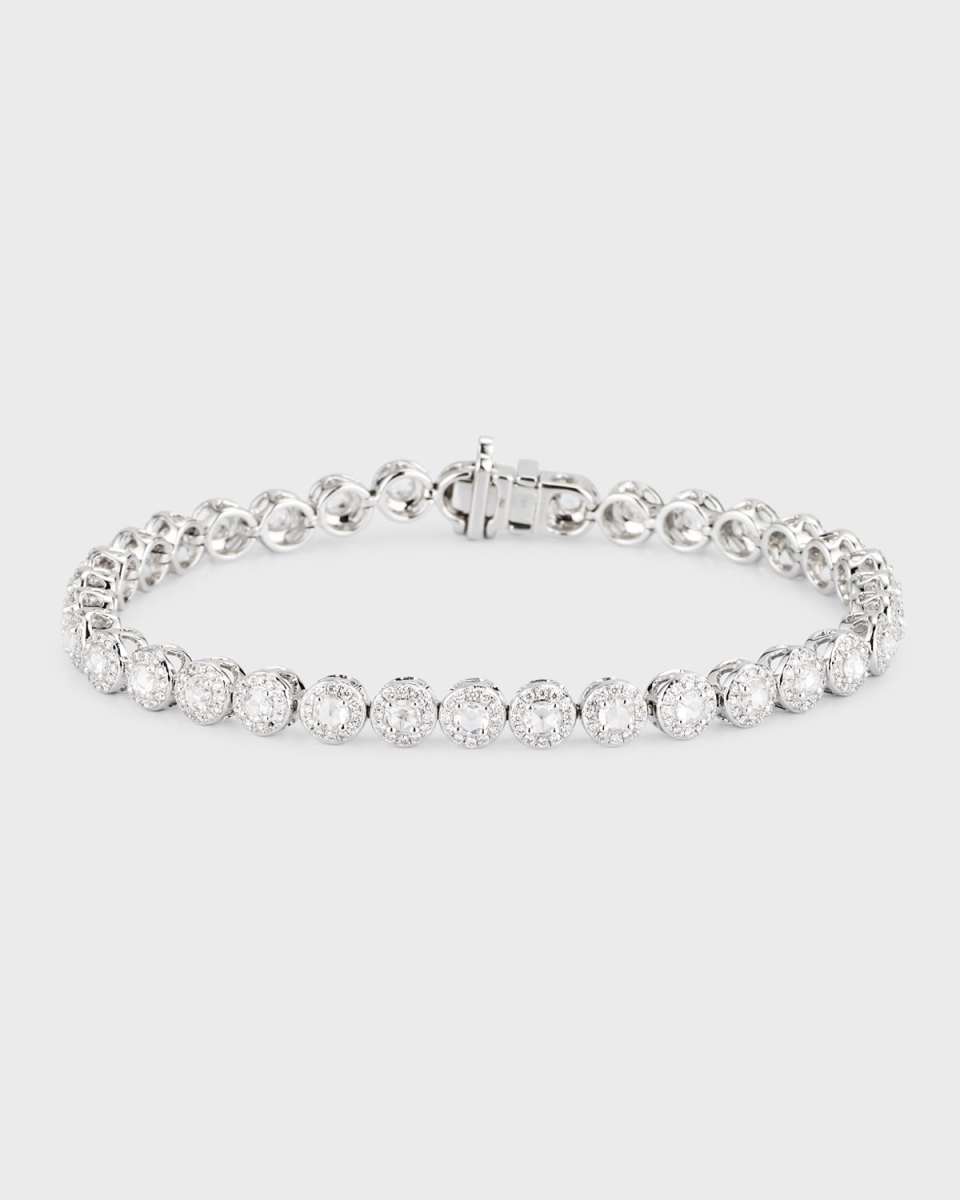 Rose-Cut Diamond Tennis Bracelet in 18K White Gold